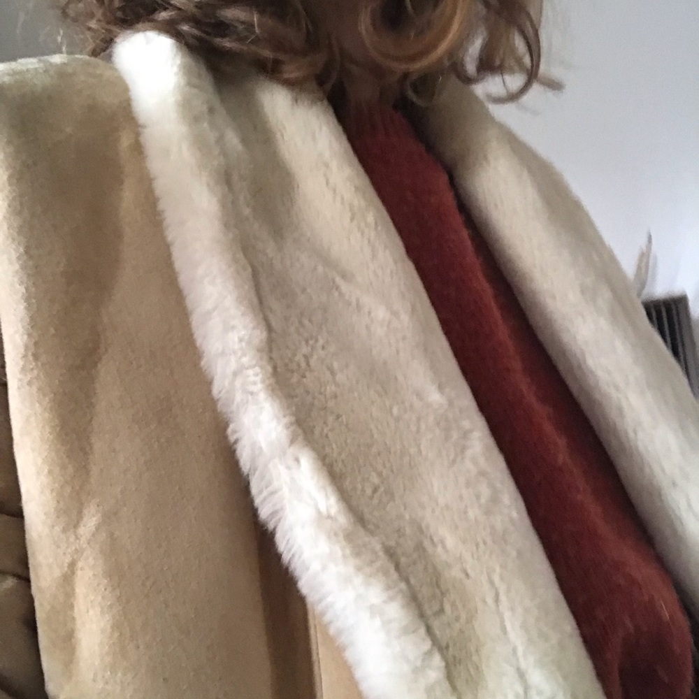 Vintage suede coat with faux fur liner